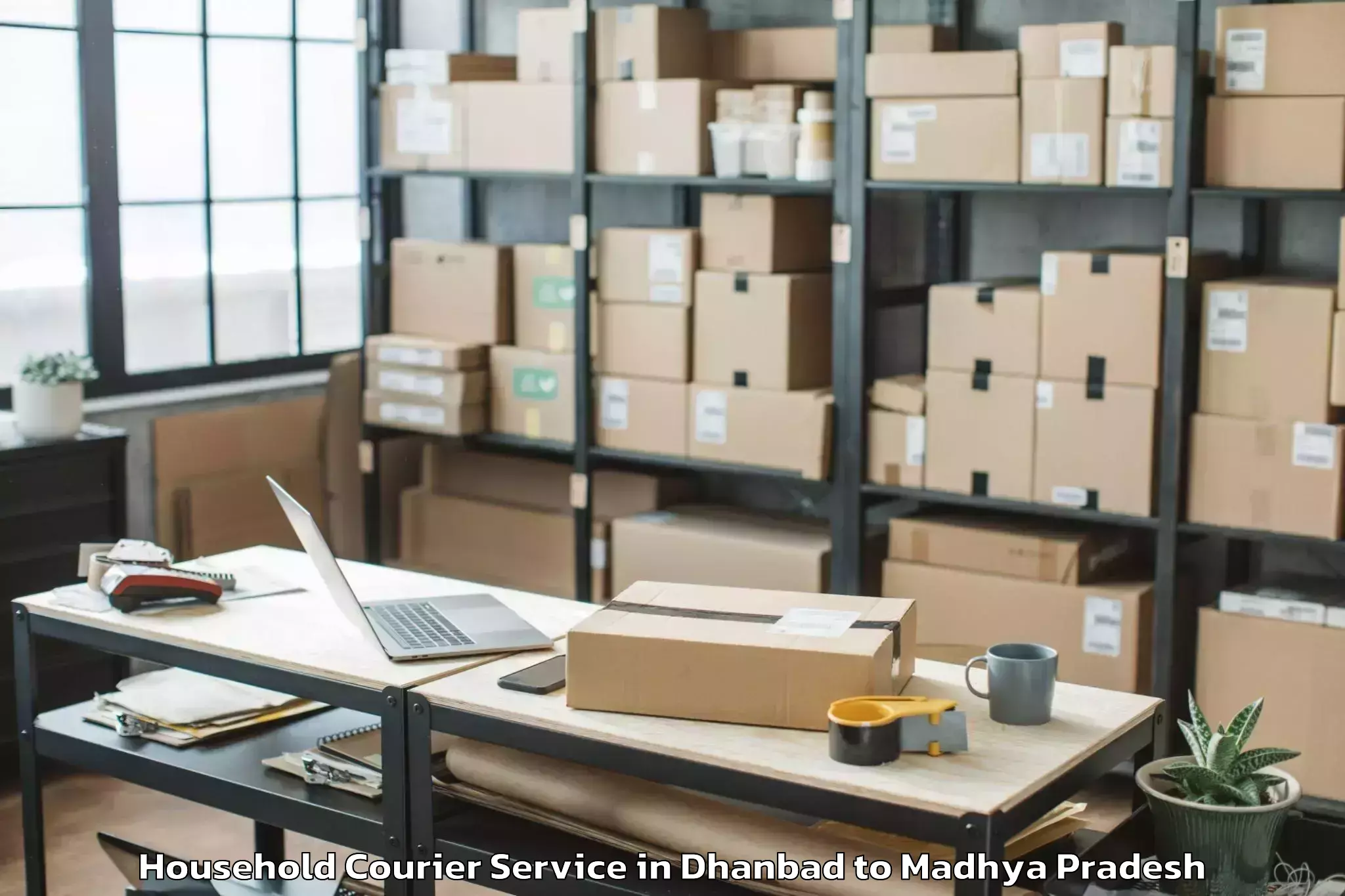 Easy Dhanbad to Pandhana Household Courier Booking